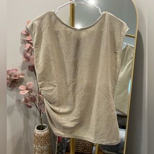 MANGO Linen-blend Short-sleeve Top - size M